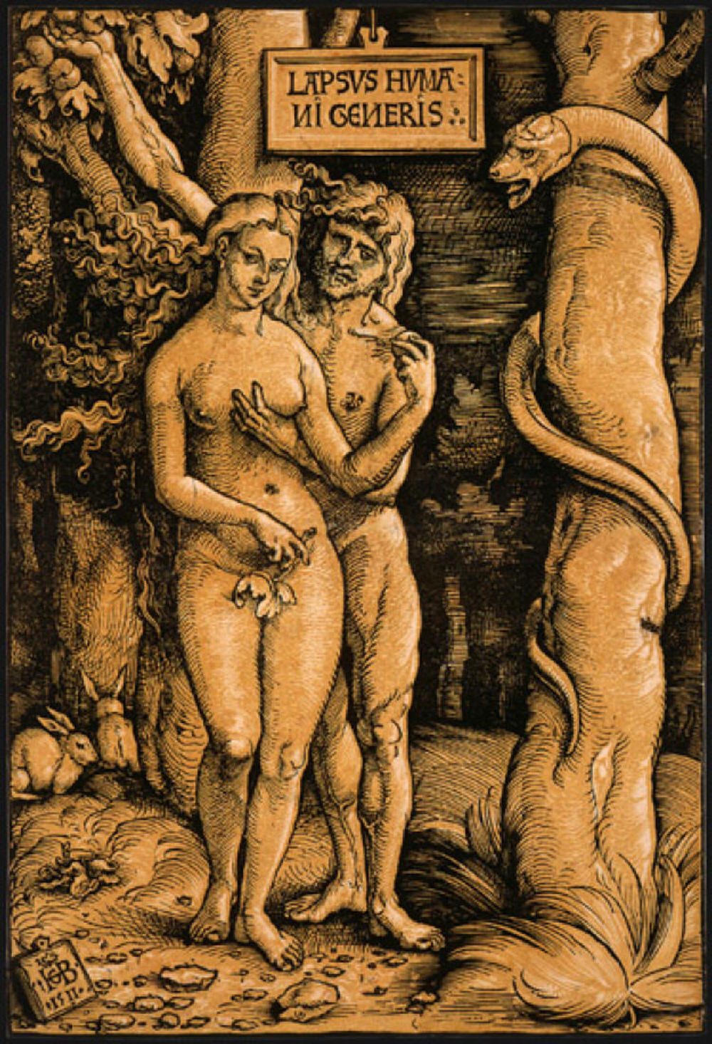 dam and Eve and the serpent in the Garden of Eden.