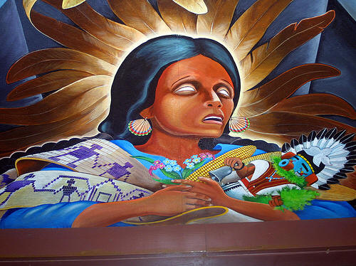 Dead Native American female in coffin at the Denver New World Airport DIA